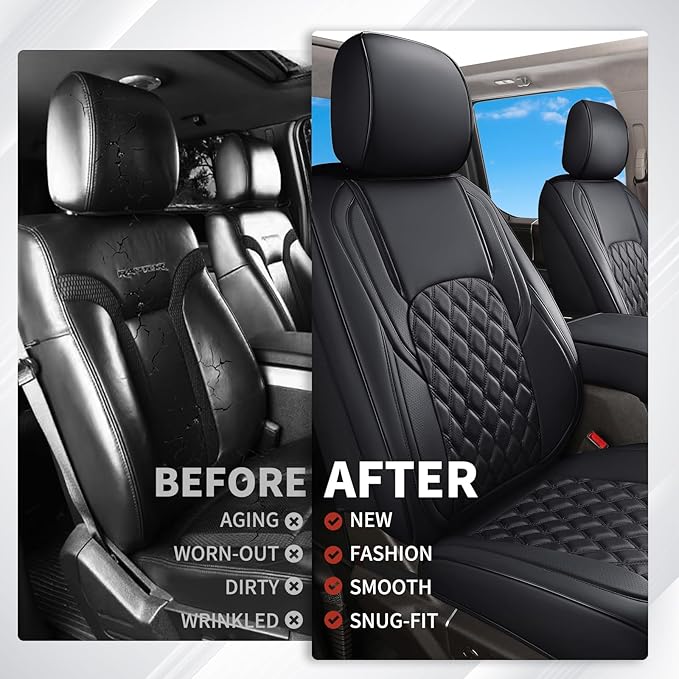 Huidasource Tacoma Front Seat Covers, Leather Car Seat Covers Custom Fit for Toyota Tacoma 2016-2023 2022 2021 Double & Crew Cab SR, SR5, Limited, TRD Pro, TRD Sport, Off-Road (Front Pair/Black)