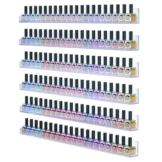 Femeli 24 Inch Nail Polish Wall Rack: 6 Shelves Clear Acrylic Nail Polish Holder Organizer For 130-180 Bottles (24 Inch, Clear)