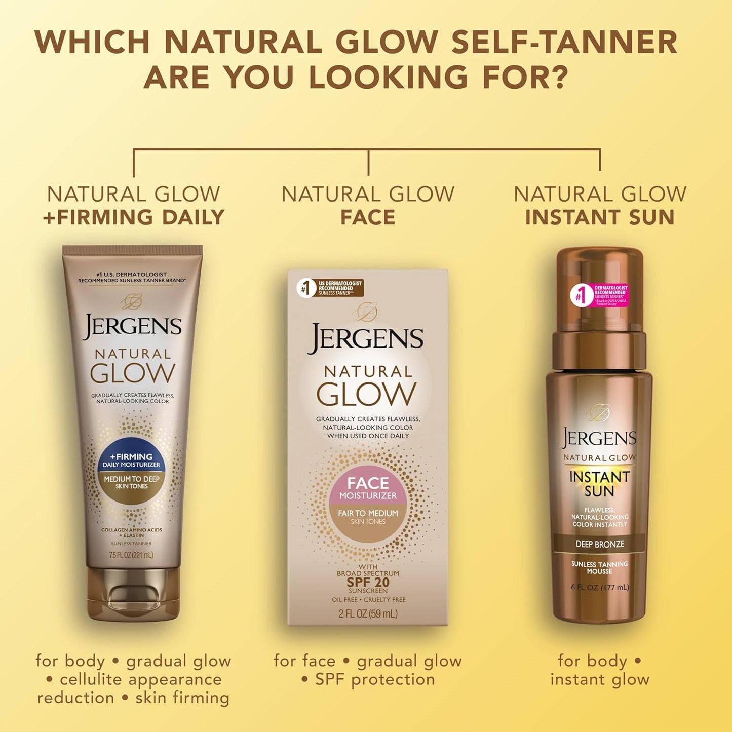 Jergens Natural Glow Firming Self Tanner Lotion | Fair to Medium Skin | 7.5 Fl Oz