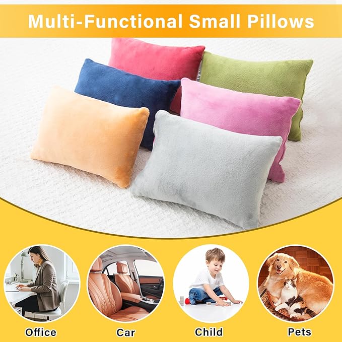 2 Pack Small Pillow, Memory Foam Mini Pillow 11 X 7 Inches for Travel, Sleeping, Nap and Neck, Knee, Lumbar Support, Tiny Cushion for Pet, Dogs (Purple)