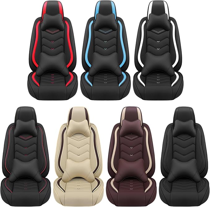 Car Seat Covers Fit for Infiniti g37 2000-2026, Stylish Sport Seat Covers, Waterproof Wear-Resistant Premium Nappa Leather Car Seat Cover.(2 Pcs Front with Pillow/Black)