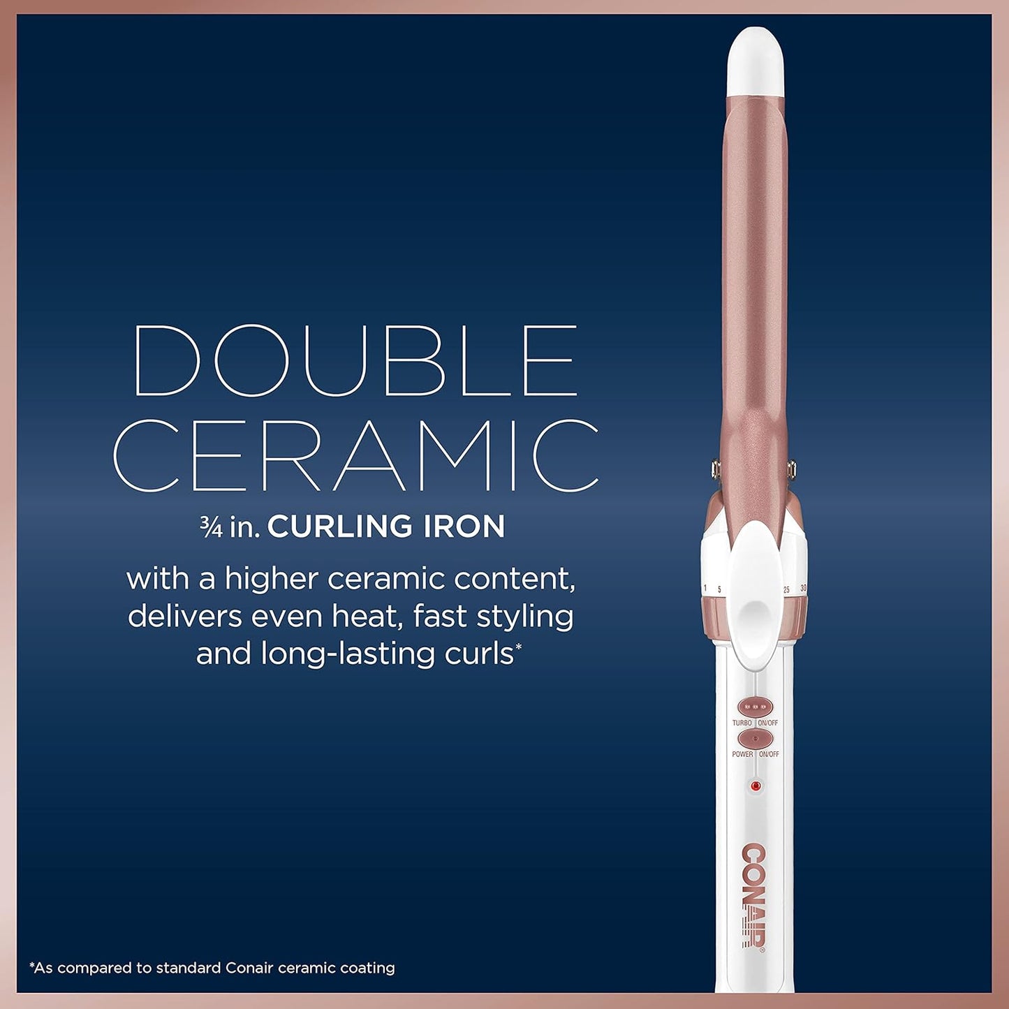 Conair Double Ceramic 3/4-Inch Curling Iron | Bonus Claw Clip | Tight Curls