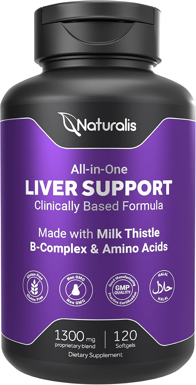 Silymarin Milk Thistle 1300mg Enhanced with B Complex & Amino Acids | 13-in-1 Liver Cleanse, Detox & Repair | 120 Liver Essential Softgels