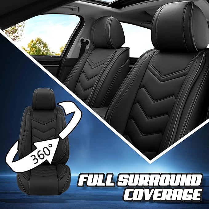 Car Seat Covers for Lexus ES 350 2007-2025, Premium Nappa Leather Car Seat Cover, Stylish Sport Seat Covers， Automobile Seat Cover Sets.(Standard 5 Seats/Pure Black)