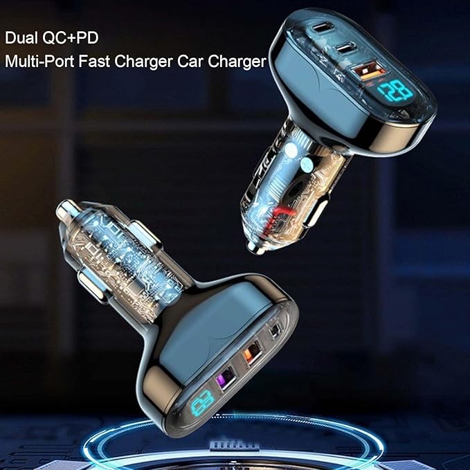 ACECAR 58.5W Car Charger 4-Port USB C & USB-A Car Charger Adapter PD/QC Multi Port Fast Charging Cigarette Lighter Adapter for iPhone 16/15/14 Pro Max, Samsung S24/S23/S22, iPad, Android (AAC)