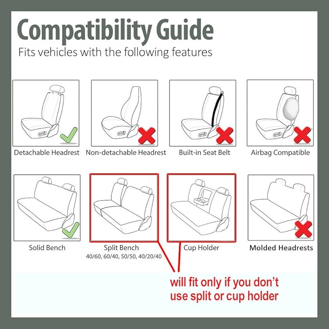FH Group Car Seat Covers Flat Cloth Automotive Blue Full Set, Rear Solid Bench Universal Fit Combo Steering Wheel Cover & Seat Belt Pads Car Seat Protector for Cars Trucks SUV Interior Accessories