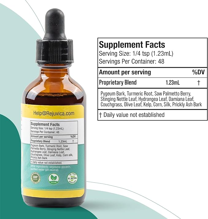 Prostavec Advanced Prostate Support Supplement - Liquid Formula for Faster Absorption with Pygeum, Saw Palmetto, Stinging Nettle + Turmeric & Damiana - Vegan, Non-GMO - 6 fl oz