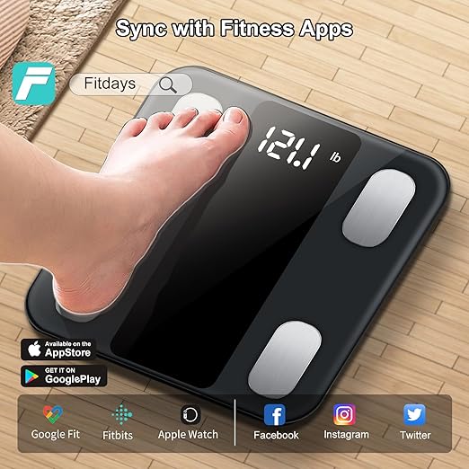Body Fat Scale, High-Precision Body Analysis Scale 180kg/400lb, Smart Body Scale Digital with APP for Body Fat, BMI, Muscle Mass, BMR, Protein, Batteries Included
