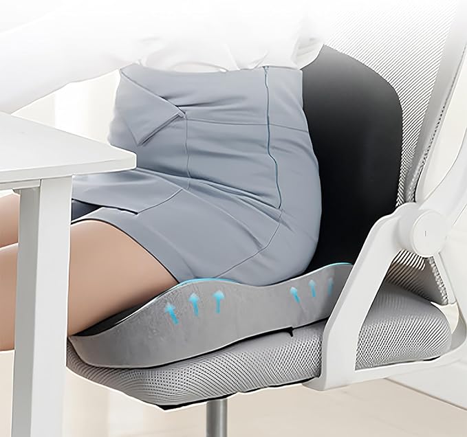 Back and Seat Cushion, Car Seat Cushion for Cars with Lumbar Support,Seat Cushion for Truck Driver, Ergonomic Memory Foam Non Slip Seat Skin with Back Support for Office Chair, Car Seat(C Type)