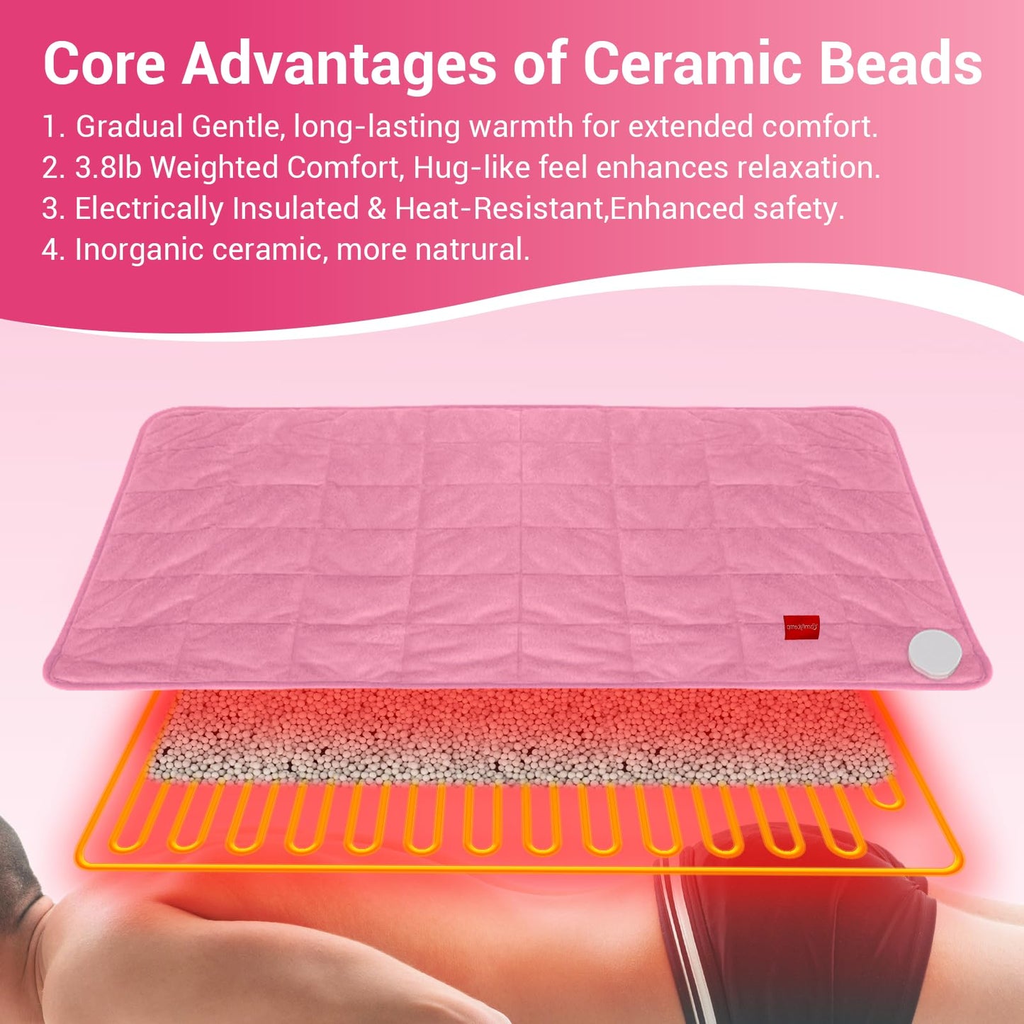 Comfytemp Weighted Heating Pad 17"×33" for Back & Cramps, Extra Large Electric Heat Pad, Birthday Days Gifts for Mom Women Men Dad, Full Body Heated Pad, Deeper Muscle & Pain Relief
