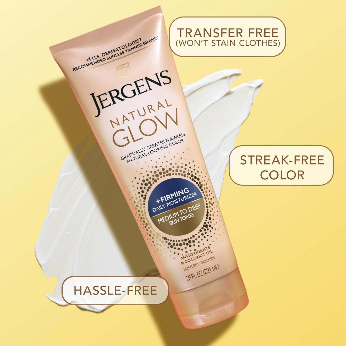 Jergens Natural Glow Firming Self Tanner Lotion | Fair to Medium Skin | 7.5 Fl Oz