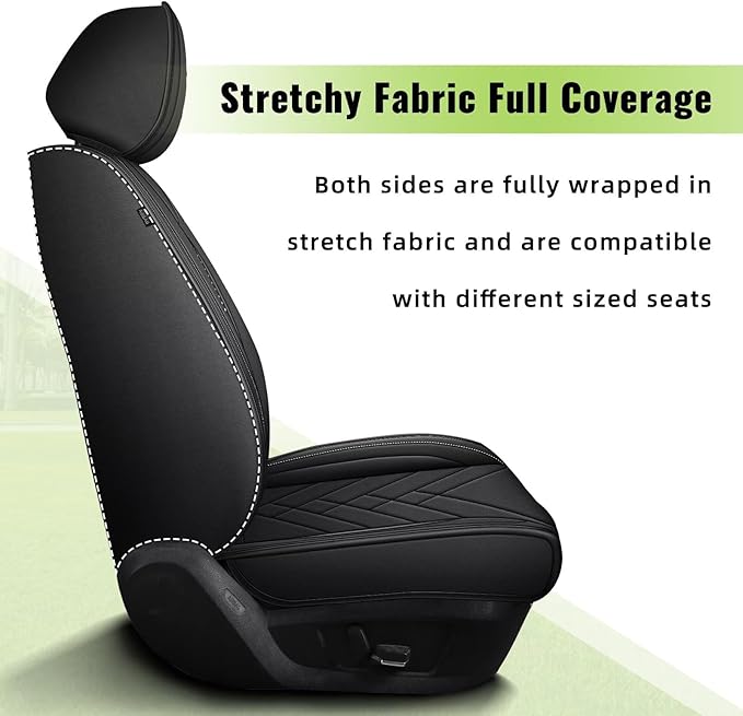 AOMSAZTO Car Seat Covers Fit for Kia Forte 2010-2025 2026 Full Set Premium Seat Covers Waterproof Leather Automotive Seat Cushion Protector Compatible with Airbag(5 Seats,Black)