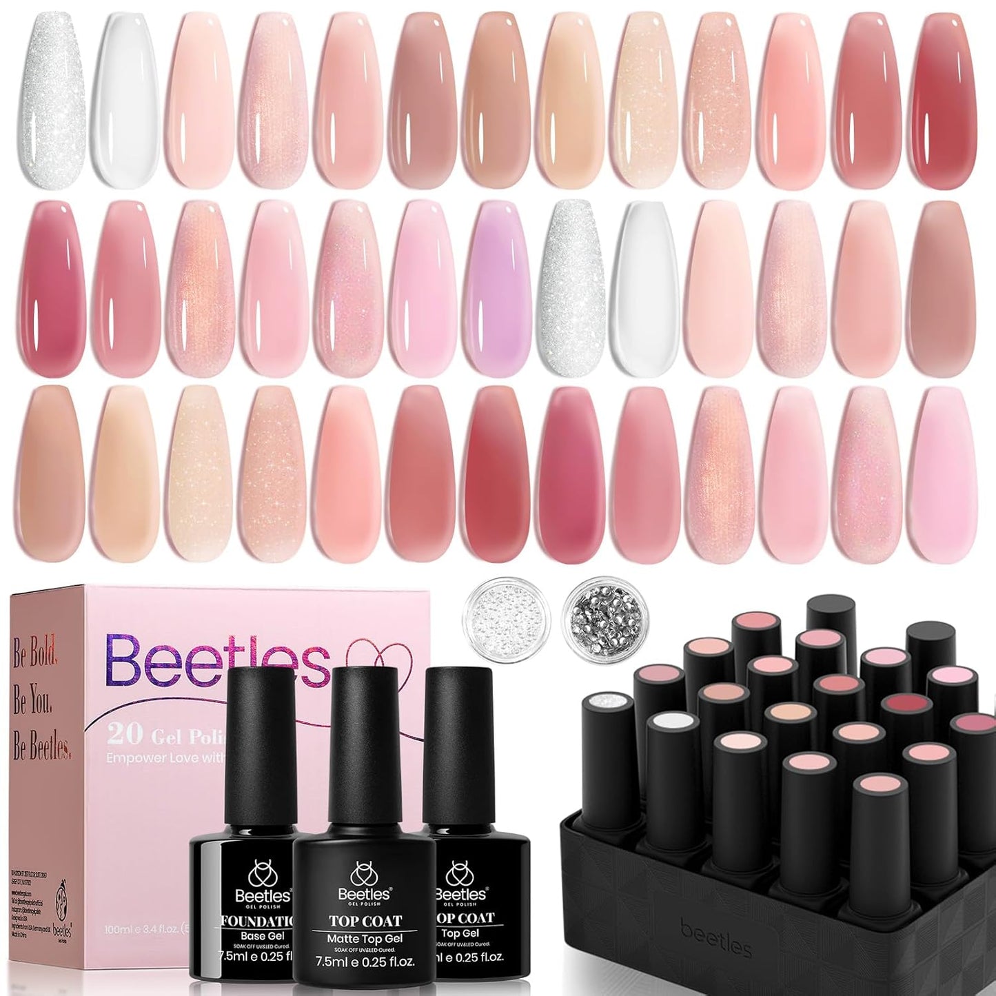 44-Piece Gel Nail Polish Kit | UV Light | 24 Colors | Base & Top Coats | Gifts for Women