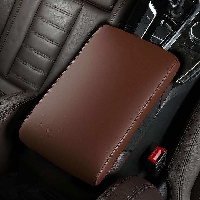 Car Armrest Cover Pad for Mazda CX-30 2020–2025 Premium Leather Center Console Armrest Cushion Pad Anti-Scratch Waterproof Auto Interior Accessories Light Brown