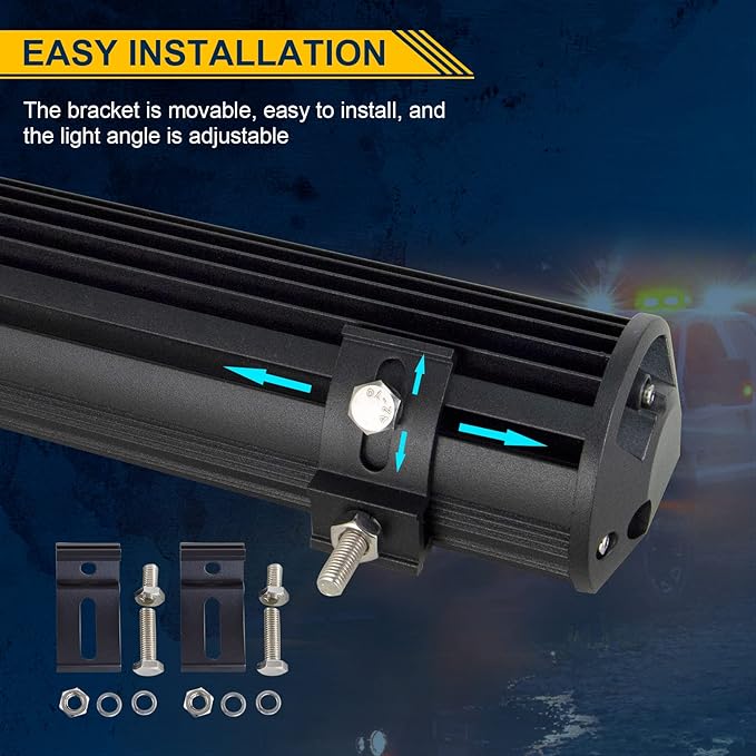 AUXTINGS 12 inch 180W LED Light Bar Triple Row Spot Flood Beam Off Road Lights Waterproof Work Light with Wiring Harness for Jeep Trucks SUV ATV UTV Boat Lights,DC 12V 24V