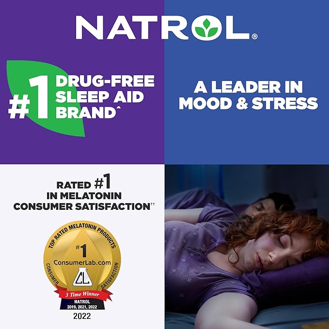 Natrol Melatonin 5 mg with Vitamin B-6 10 mg Time Release Sleep Aid Tablets, 100 Servings, Fall Asleep Faster & Stay Asleep Longer, Controlled Release, Drug Free Dietary Supplement, (Pack of 2)