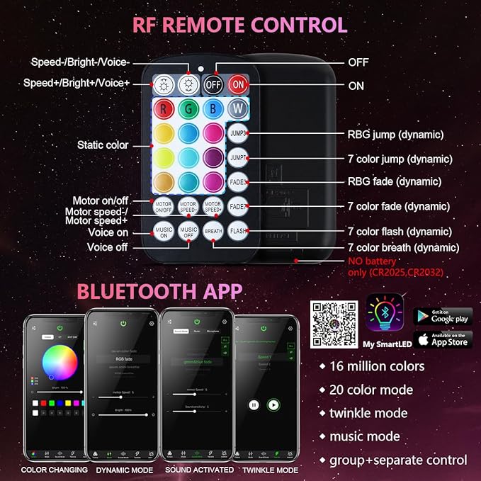 16W Car Home Starlight Headliner Kit, Twinkle & Sound Activate RGBW Fiber Optic Lights with APP & Remote Control, Star Lights for Ceiling Decoration, 200 pcs 9.8ft