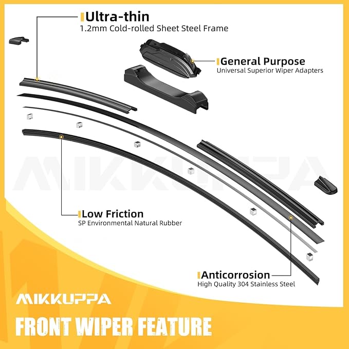 MIKKUPPA 26"+20"+16" Windshield Wiper Blades Replacement for 2008-2020 Dodge Grand Caravan, Front & Rear Wiper Blades Set, Durable Stable Quiet All Season (Pack of 3)