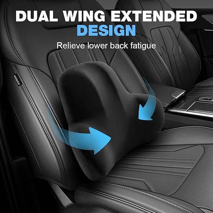 Car Headrest & Lumbar Support Cushion for Kia Sportage NQ5 2023, Ergonomic Memory Foam Seat Headrest Neck Rest Cushion Travel Kit Removable for Neck Back Pain Relief,Black