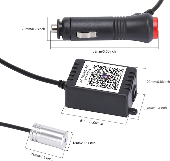 8 Meters Optic Fiber Car Ambient Lighting with Bluetooth App Control 64 Colors Multicoloured Music Interior Lighting Kit DC 12V 1W
