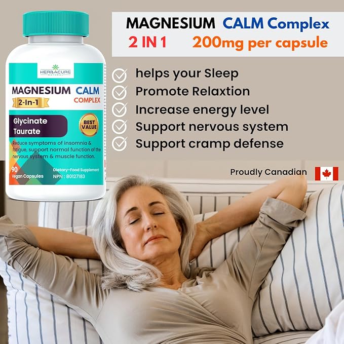 Magnesium CALM Complex 2 in 1 Glycinate and Taurate 90 units USA sourced ingredients Only New 2024