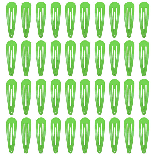 40 Counts Green Color Metal Snap Hair Clips 2 Inch Barrettes For Women Accessories