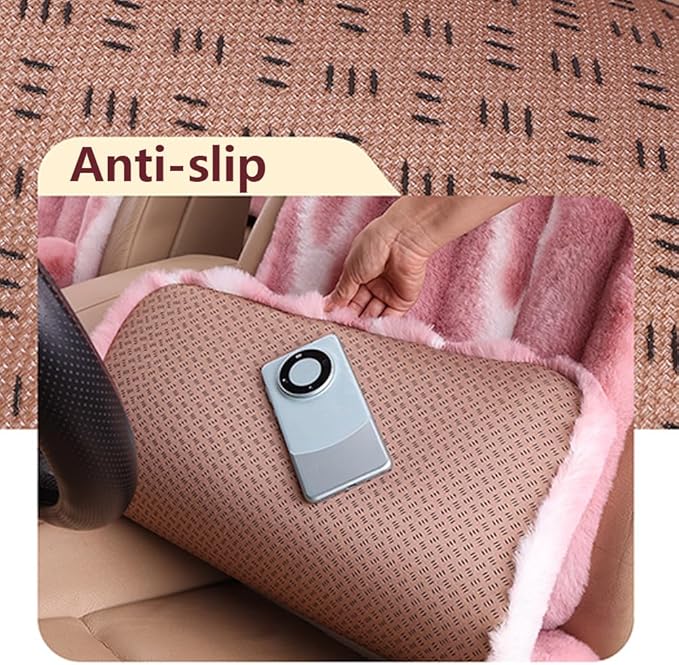 Luxury Plush Car Seat Cushion Set Car Headrest & Lumbar Support & Seat Cushion & Back Support Pillow Fluffy Fuzzy Car Seat Covers Non-Slip Cushion for Universal Accessories Automobiles (8, Coffee)