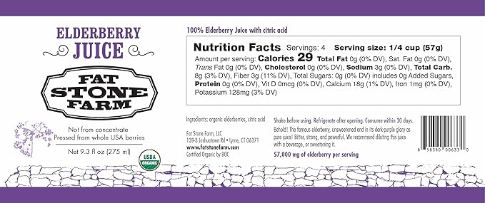 Organic Elderberry Juice 2X 9.3 fl. oz (New)