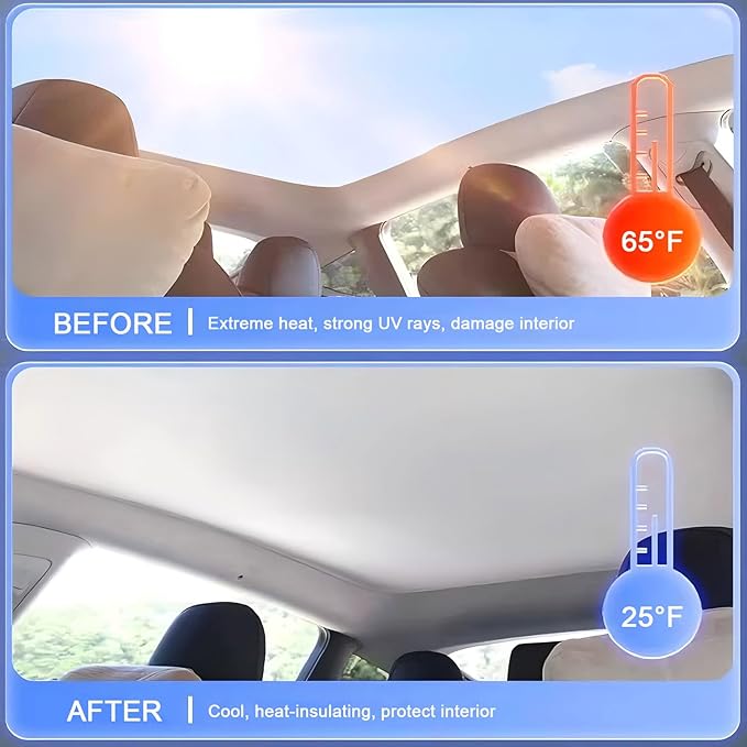 Car Sunroof Sunshade Compatible with Tiguan Accessories 2010-2017, One-Piece Glass Roof Sun Shade, Foldable Car Sunshade Roof, Sunroof Cover, Sun UV Protection