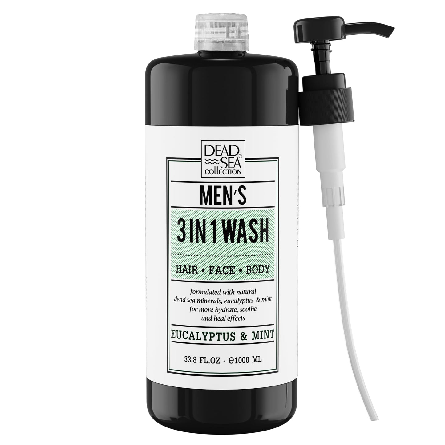 Dead Sea Collection Mens Body Wash 3 In 1 - Eucalyptus Body Wash For Men - Shower Gel - Shampoo - Shower Soap For Face And Hair