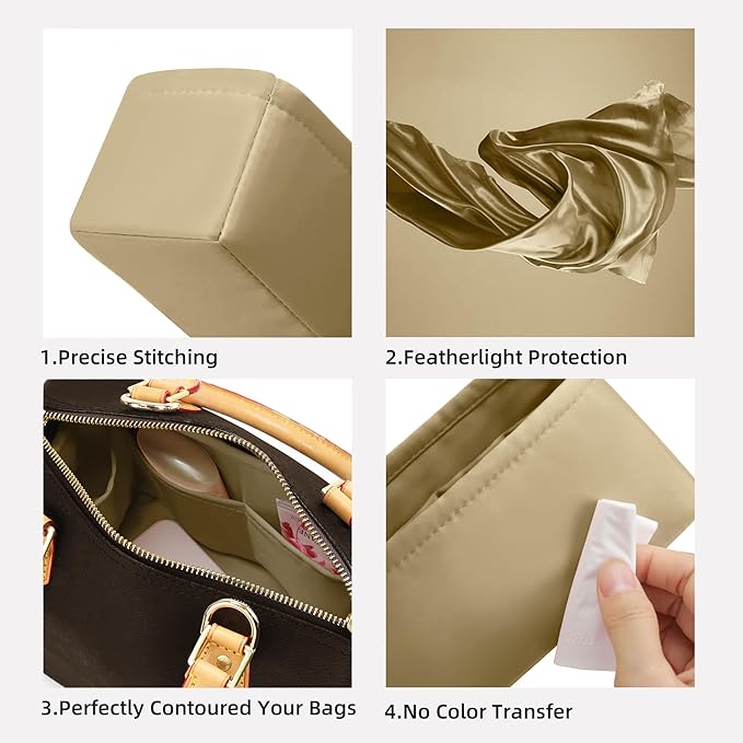 DGAZ Silk Purse Organizer Insert Fits LV Speedy 16/20/25/30/35/40/45 bags，Silky Smooth Bag Organizer，Luxury Handbag & Tote Shaper(S2 trench,SP16)