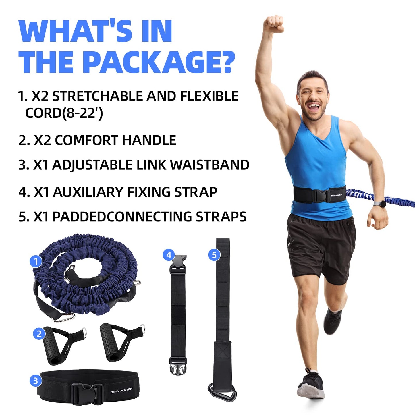 Workout Suspension Resistance Trainer System, Exercise Explosive Force Bounce Physical, Training Resistance Rope Improve Speed，Stamina, Mobility, Strength and Help You Build Muscle.