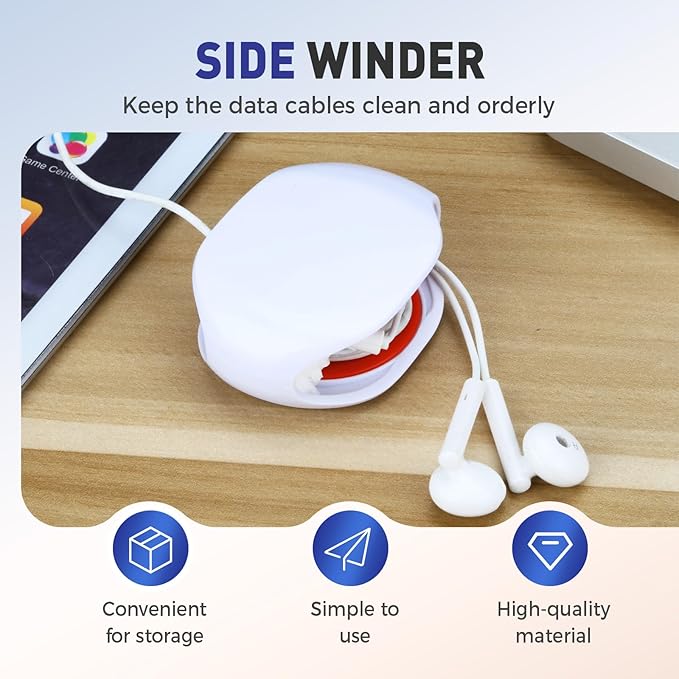 Automatic Cord reel for Phone Cords, Retractable Cable Management Charging Cord Organizer, Small Winder Case for USB Cable Headset Cord Charger Cable for Travel and Organization (BLACK)