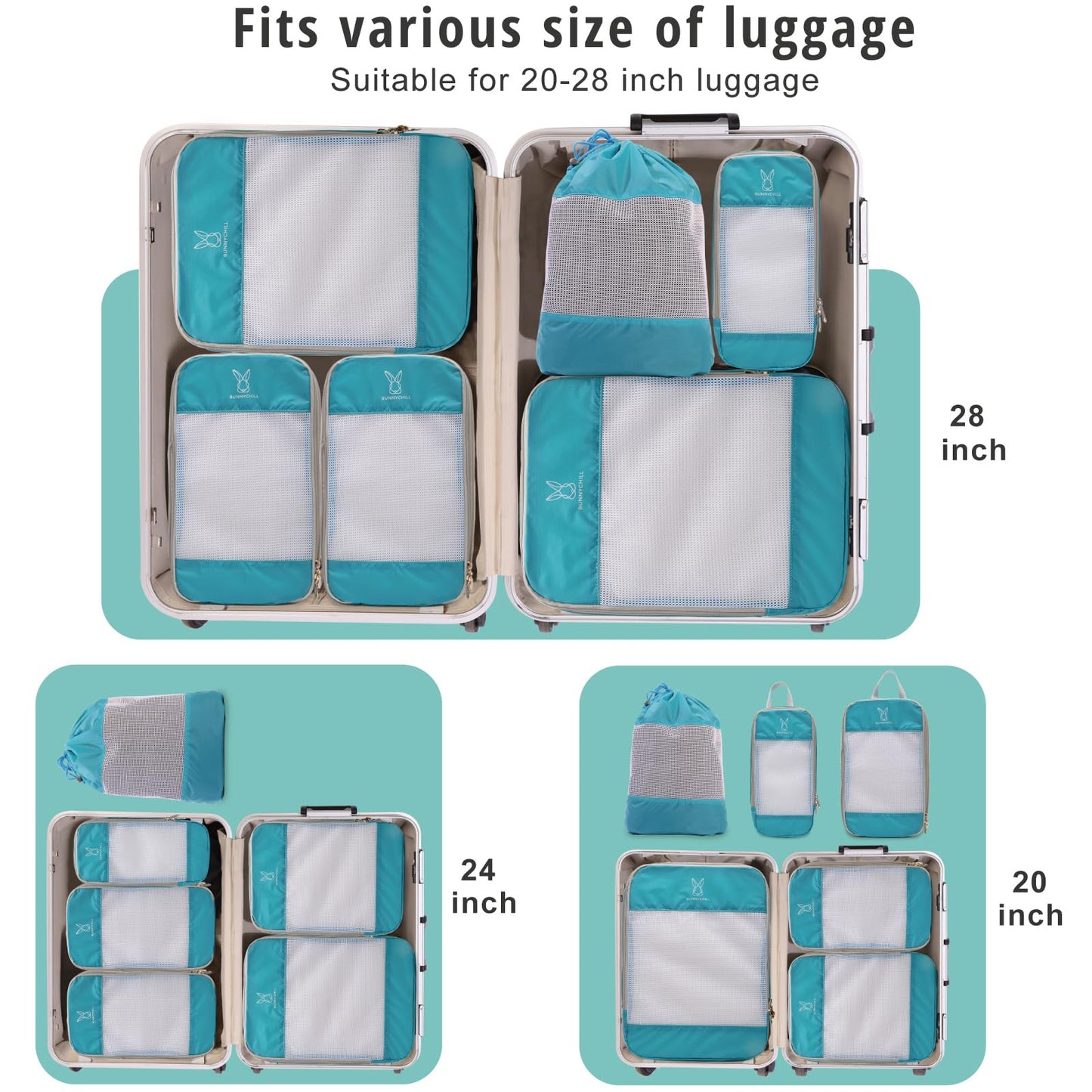 Expandable Compression Packing Cubes for Suitcases,6 Set Lightweight Compressible Travel Packing Organizer for Carry on Suitcase,Organizer Bags Set as Travel Essentials for Women