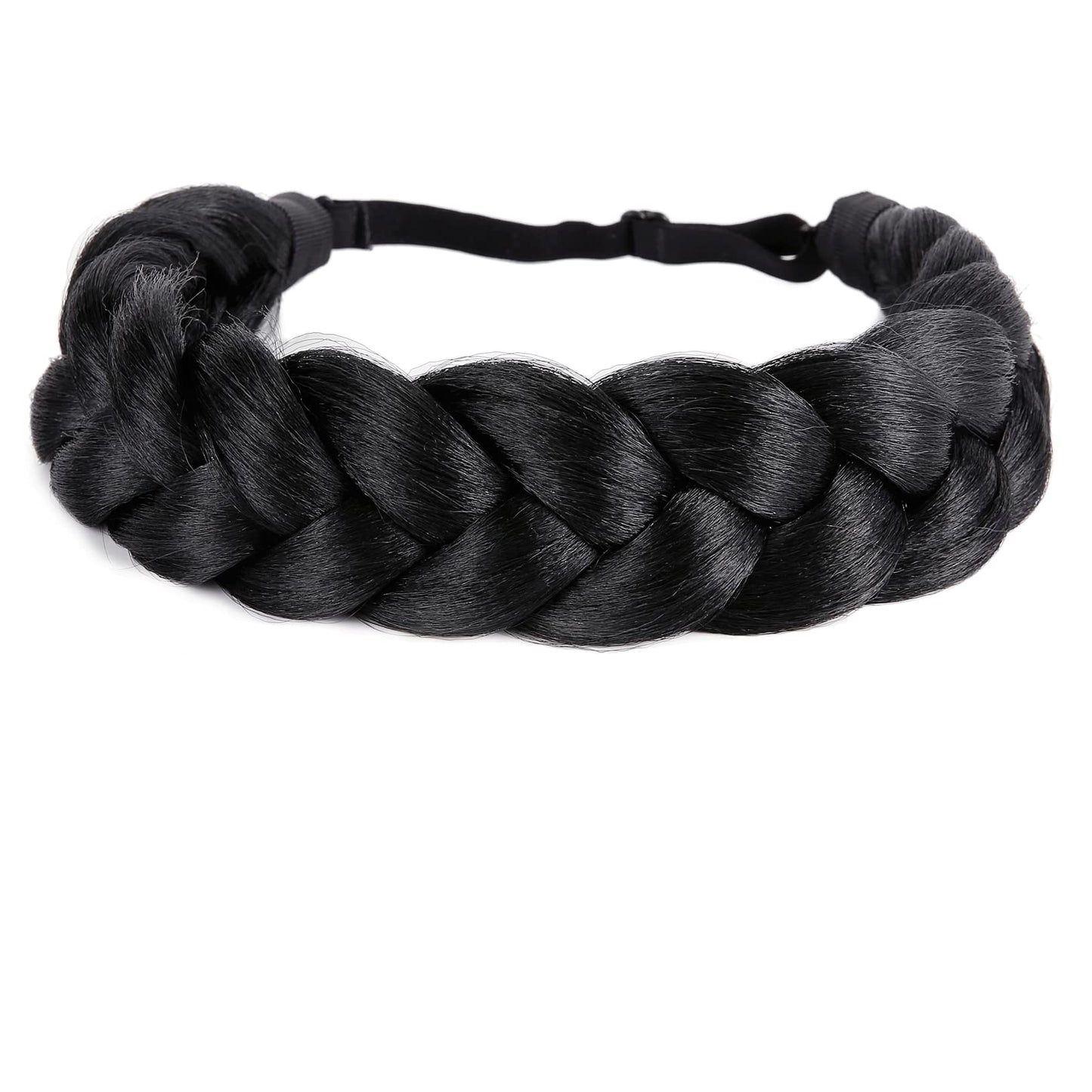 Sthejfb Bohemian Braided Headband Oversized Classic Wide Braids Adjustable Elastic Strap Synthetic Wig Headband Women'S Braids B