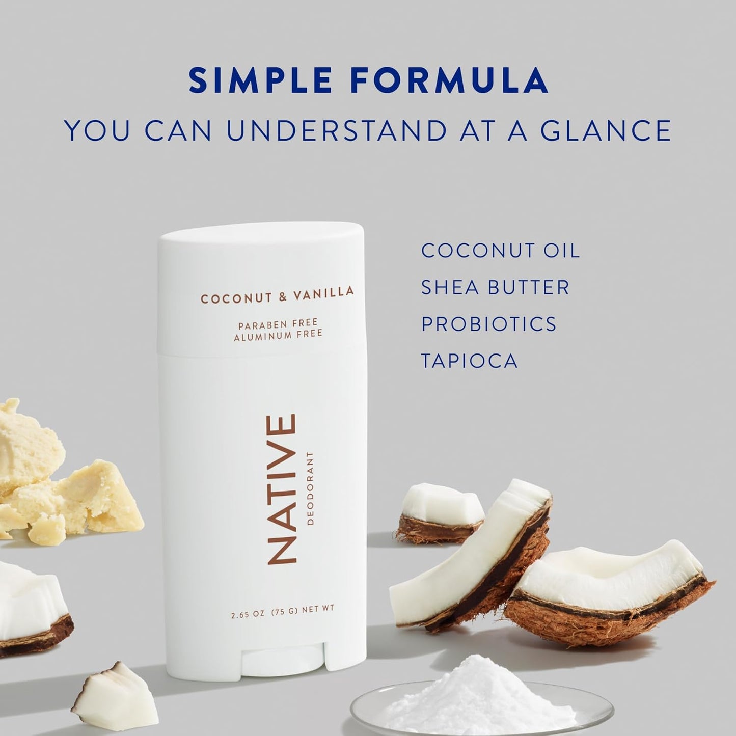 Native Deodorant | 72-Hour Odor Control | Aluminum-Free, Coconut & Vanilla, 2-Pack