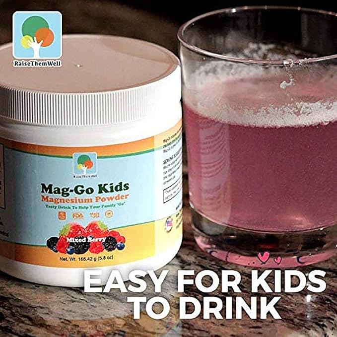 Mag-Go Kids Magnesium Powder | Constipation Relief (Mixed Berry) | 90 Servings per Tub