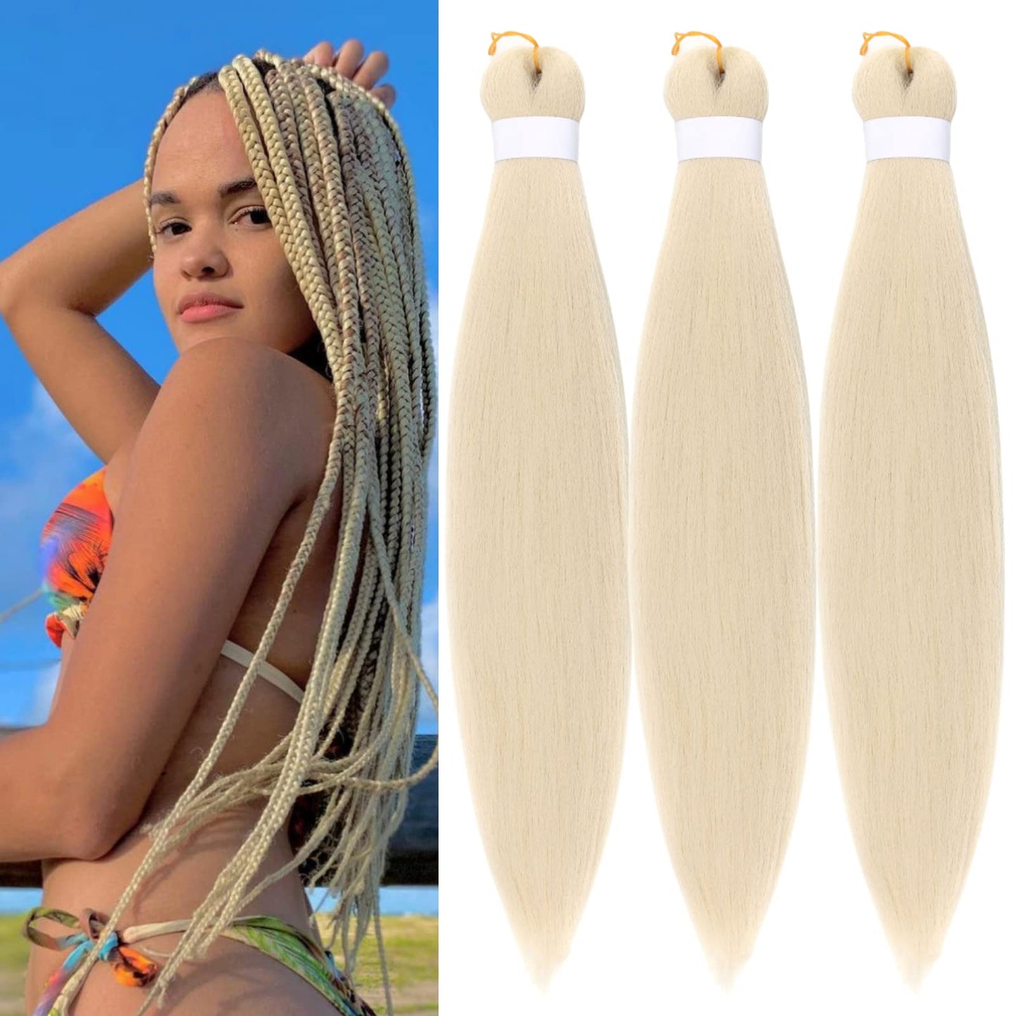 Gozill Blonde Brainding Hair Pre Streched 613 Kanekalon Prestretched Ez Braid Braiding Hair Colored Braiding Hair Extension