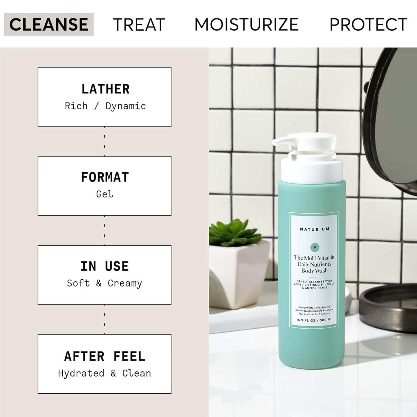 Naturium Calmer Ceramide Body Wash | Fragrance-Free & Moisturizing | 16.9 oz