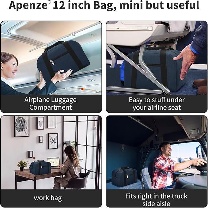 Small Gym Bag Carry On Bag - 12 in Mini Duffle Bag Lightweight for Overnight Travel- Navy Blue