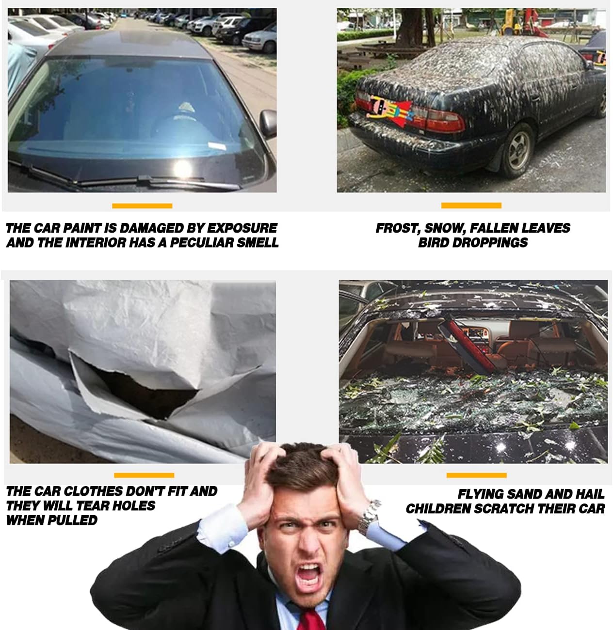 TUCAREST 6 Layers Full Car Cover for Sedan/Wagon/Coupe/Hatchback - Waterproof, Insulated, Anti-UV, Snow-Proof, Anti-Wind, All-Weather, Thickened Protection, up to 198 in