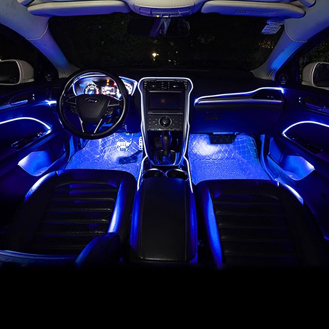 64 Colors Car Ambient Lighting Fiber Optic APP Control Multicoloured Music Car Atmosphere Decorative Lighting Kit 1W DC 12V-24V 6m