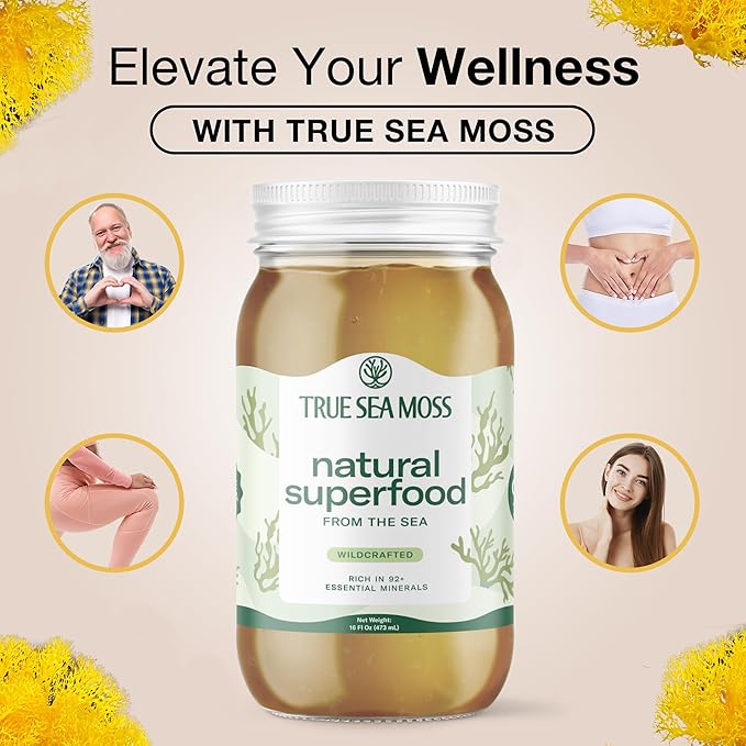 TrueSeaMoss Sea Moss Gel – Made in USA – Wildcrafted Seamoss, Dried Seaweed & Sea Vegetables – Original, Pack of 2 (Labels may Vary)