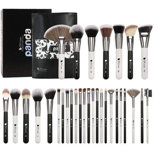Ducare Professional Makeup Brushes Panda Series Makeup Brush Set Valentines Day Gifts 31Pcs Kabuki Foundation Blending Face Powd