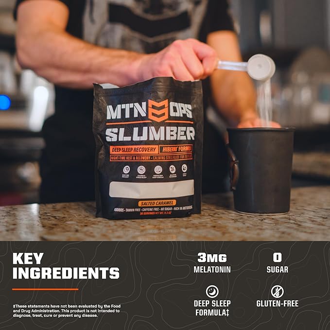 MTN OPS Slumber Sleep Aid for Muscle Recovery & Deep Sleep, Sleepy Chai Sleep Support Powder Drink Mix, 30 Servings