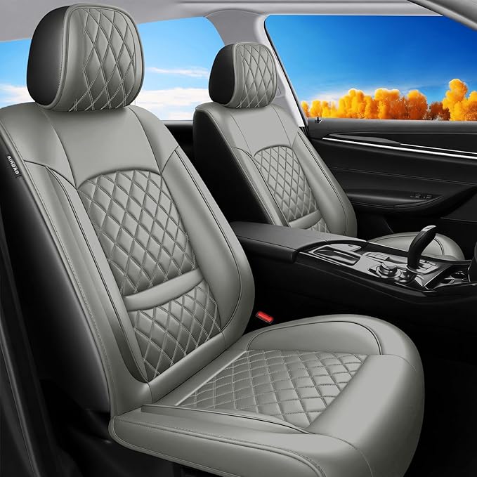 Fit for Sonata Car Seat Covers Compatible with Hyundai Sonata 2004-2026-Waterproof Breathable Leather Automotive Seat Cushions Protector, Airbag Compatible, Full Set 5 Seats(Gray)