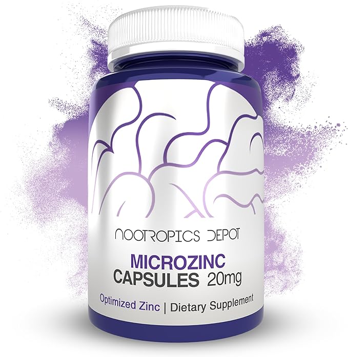 Nootropics Depot MicroZinc Capsules | 20mg | Optimized Zinc Supplement | 90 Count