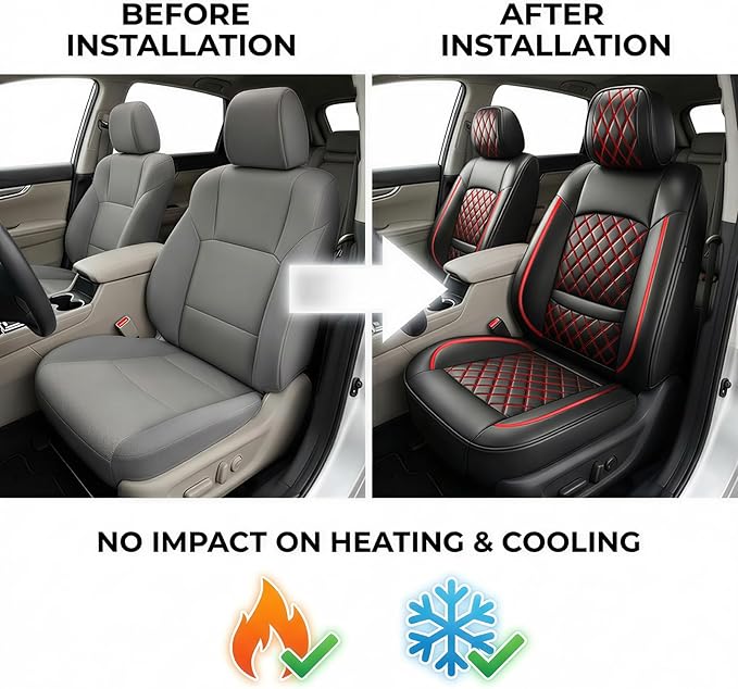 Fit Santa Fe Car Seat Covers for Hyundai Santa Fe 2007-2026 (Only 5-Seat Version) - Full Set Premium Leather, Waterproof, All-Weather, Airbag Compatible, Car Seat Protectors (Redline)