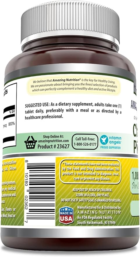 Amazing Formulas Chromium Picolinate | 1000 Mcg Tablets Supplement | Non-GMO | Gluten Free | Made in USA (2 Pack, 120 Count)