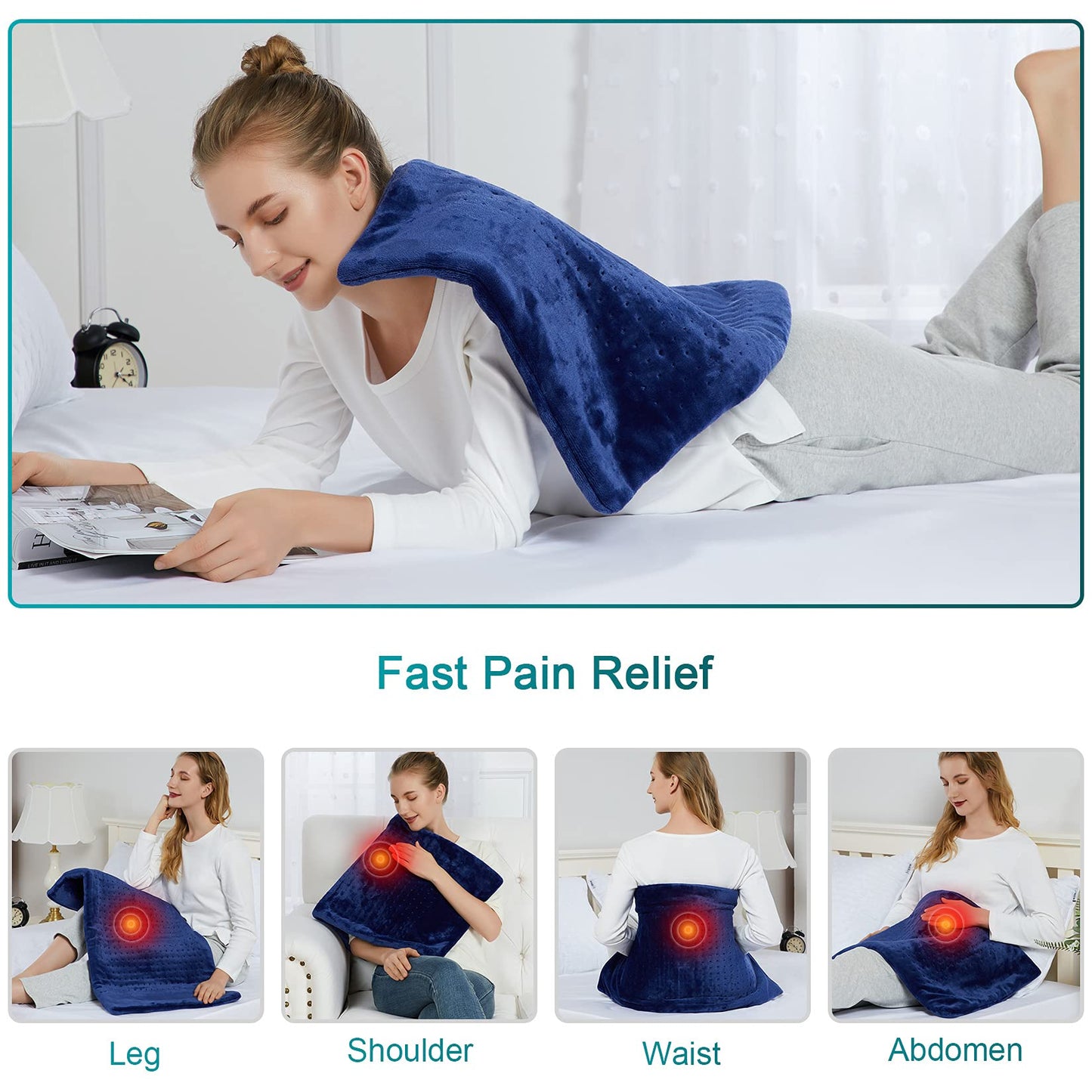 Heating Pad for Back Pain Relief, CAROMIO 33"x17" Extra Large Electric Heating Pads for Cramps Neck and Shoulders, Moist & Dry Heat Therapy,2H Auto Off,4 Temperature Settings,Machine Washable